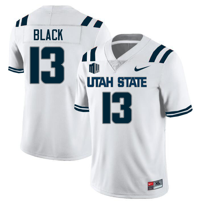 Utah State Aggies #13 Zakkarii Black College Football Jerseys Stitched Sale-White